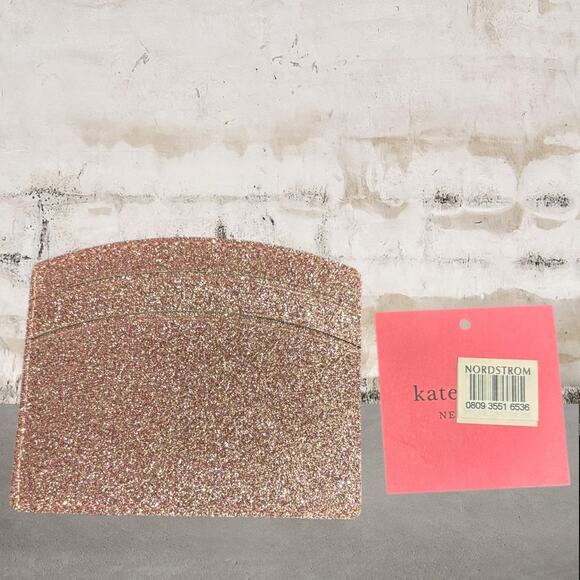 Kate Spade NWT Burgess Court Card Holder Wallet Case Rose Glitter - Picture 3 of 5